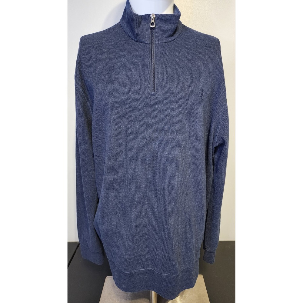 Polo Ralph Lauren Mens Size XL 1/4 Zip Navy Blue Pullover Sweater